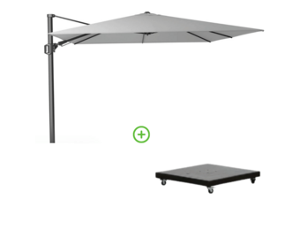 Challenger T² zweefparasol | 300x300cm met Monza parasolvoet 90kg | Light Grey