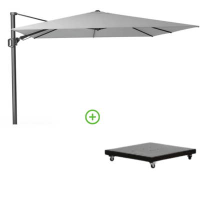 Challenger T² zweefparasol | 300x300cm met Monza parasolvoet 90kg | Light Grey