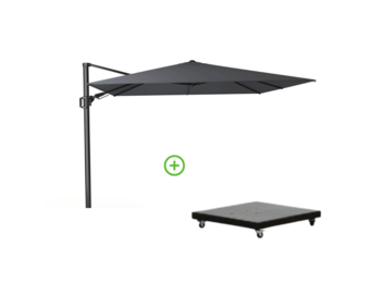 Challenger T² zweefparasol | 300x300cm met Monza parasolvoet 90kg | antraciet