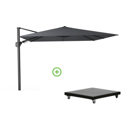 Challenger T² zweefparasol | 300x300cm met Monza parasolvoet 90kg | antraciet