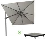 Challenger T² zweefparasol - premium doek | 350x260cm met Monza parasolvoet 90kg | Manhattan