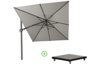 Challenger T² zweefparasol - premium doek | 350x260cm met Monza parasolvoet 90kg | Manhattan