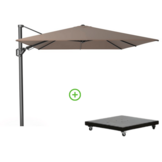 Challenger T² zweefparasol - premium doek | 350x260cm met Monza parasolvoet 90kg | Havana