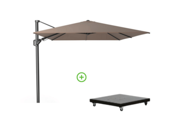 Challenger T² zweefparasol - premium doek | 350x260cm met Monza parasolvoet 90kg | Havanna