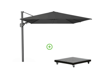 Challenger T² zweefparasol - premium doek | 350x260cm met Monza parasolvoet 90kg | Faded Black