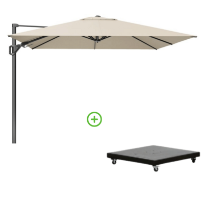 Challenger T² zweefparasol - premium doek | 350x260cm met Monza parasolvoet 90kg | Champagne