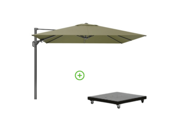 Challenger T² zweefparasol - premium doek | 300x300cm met Monza parasolvoet 90kg | Lush Green