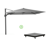 Challenger T² zweefparasol - premium doek | 300x300cm met Monza parasolvoet 90kg | Manhattan