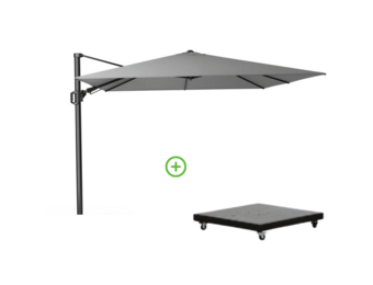 Challenger T² zweefparasol - premium doek | 300x300cm met Monza parasolvoet 90kg | Manhattan