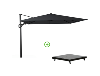 Challenger T² zweefparasol - premium doek | 300x300cm met Monza parasolvoet 90kg | Jet Black