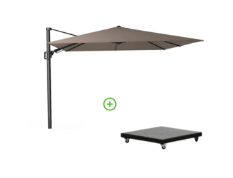 Challenger T² zweefparasol - premium doek | 300x300cm met Monza parasolvoet 90kg | Havanna