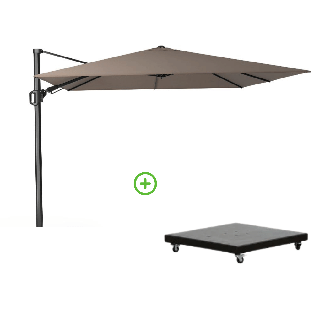 Challenger T² zweefparasol - premium doek | 300x300cm met Monza parasolvoet 90kg | Havana