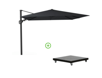 Challenger T² zweefparasol - premium doek | 300x300cm met Monza parasolvoet 90kg | Faded Black
