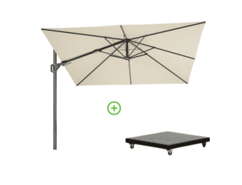 Challenger T² zweefparasol - premium doek | 300x300cm met Monza parasolvoet 90kg | Champagne