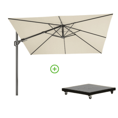 Challenger T² zweefparasol - premium doek | 300x300cm met Monza parasolvoet 90kg | Champagne