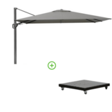 Challenger T² zweefparasol - premium doek | 260x350cm met Monza parasolvoet 90kg | Manhattan