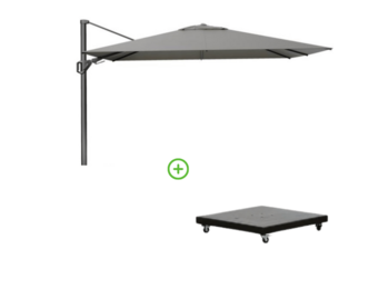 Challenger T² zweefparasol - premium doek | 260x350cm met Monza parasolvoet 90kg | Manhattan