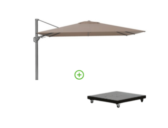 Challenger T² zweefparasol - premium doek | 260x350cm met Monza parasolvoet 90kg | Havanna