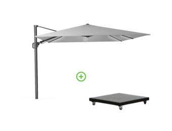 Challenger T² Glow zweefparasol | 300x300cm met Monza parasolvoet 90kg | Light Grey