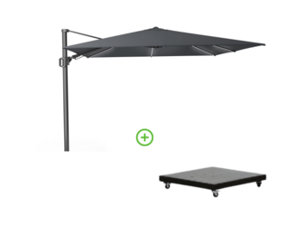Challenger T² Glow zweefparasol | 300x300cm met Monza parasolvoet 90kg | antraciet