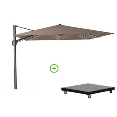Challenger T² Glow zweefparasol - premium doek | 300x300cm met Monza parasolvoet 90kg | Havanna