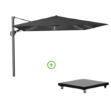 Challenger T² Glow zweefparasol - premium doek | 300x300cm met Monza parasolvoet 90kg | Faded Black