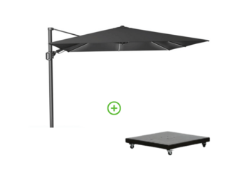 Challenger T² Glow zweefparasol - premium doek | 300x300cm met Monza parasolvoet 90kg | Faded Black