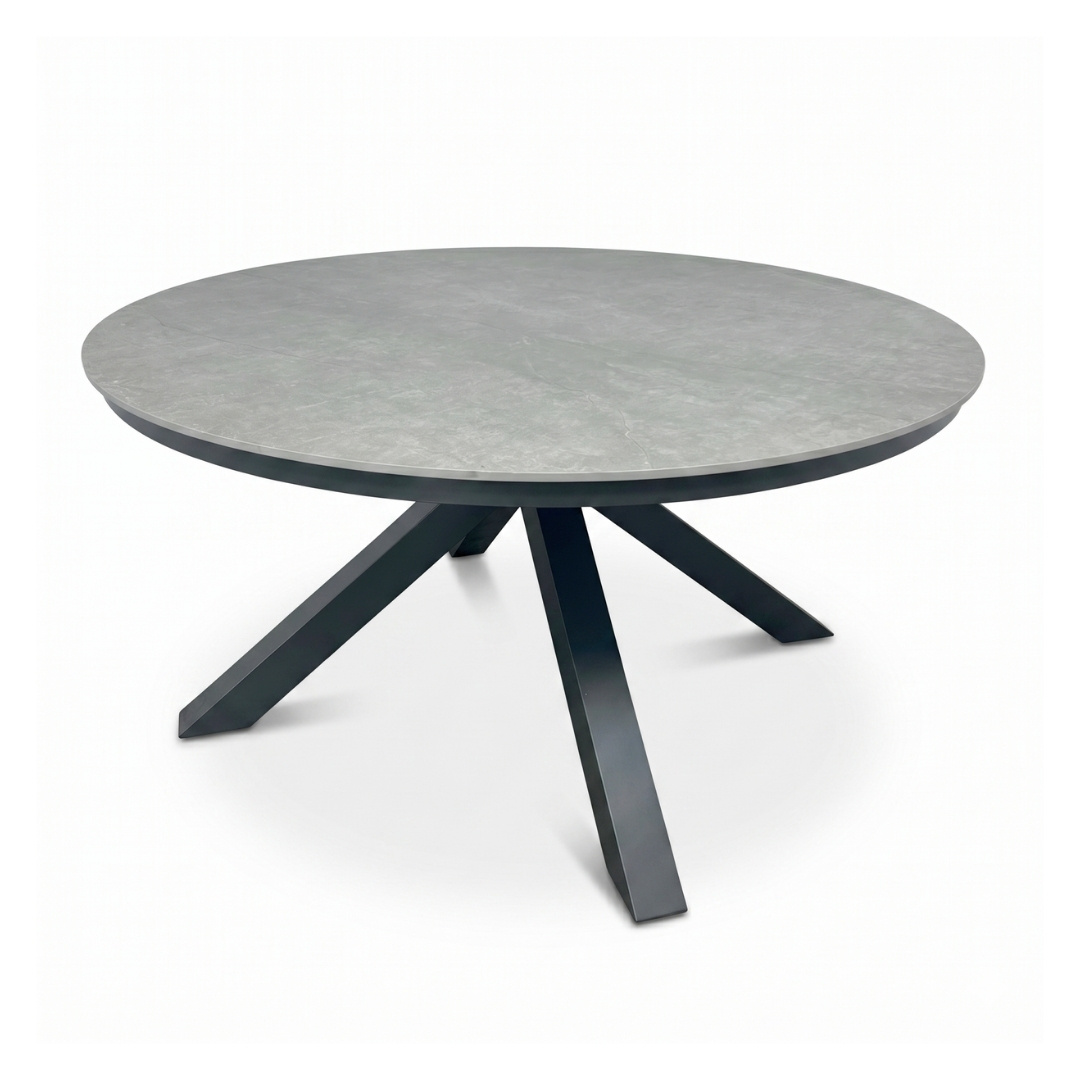 York/Annecy antraciet dining tuinset | 4 personen | sintered stone + aluminium | 150cm rond