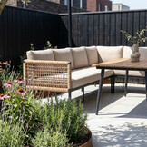 Liana dining loungeset links 8 personen | wicker + aluminium | zand | 4-delig - 270x193cm