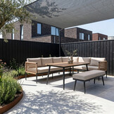 Liana dining loungeset links 8 personen | wicker + aluminium | zand | 4-delig - 270x193cm