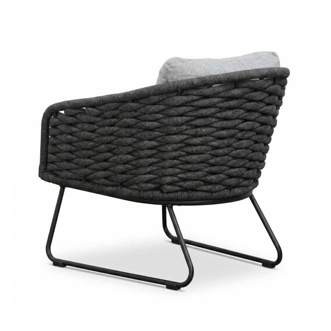 Flora loungestoel | touw + aluminium | Stone Grey