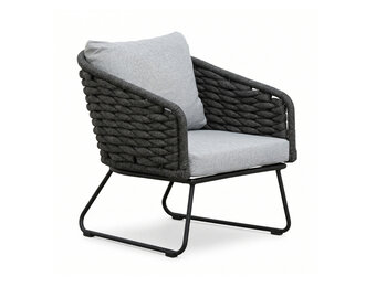 Flora loungestoel | touw + aluminium | Stone Grey