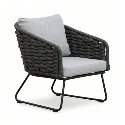 Flora loungestoel | touw + aluminium | Stone Grey