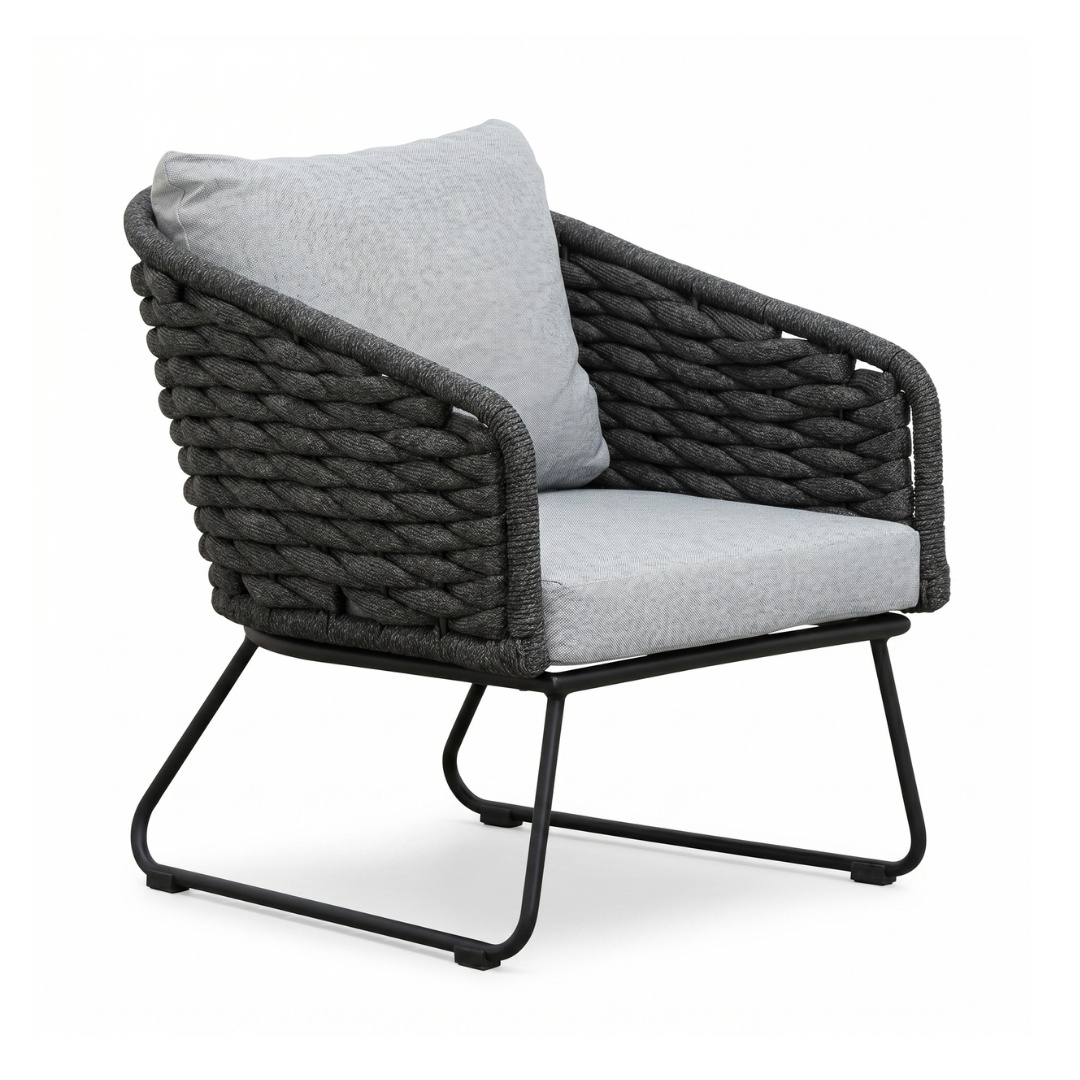 Flora lounge balkonset 2 personen | touw + aluminium | Stone Grey | 4-delig