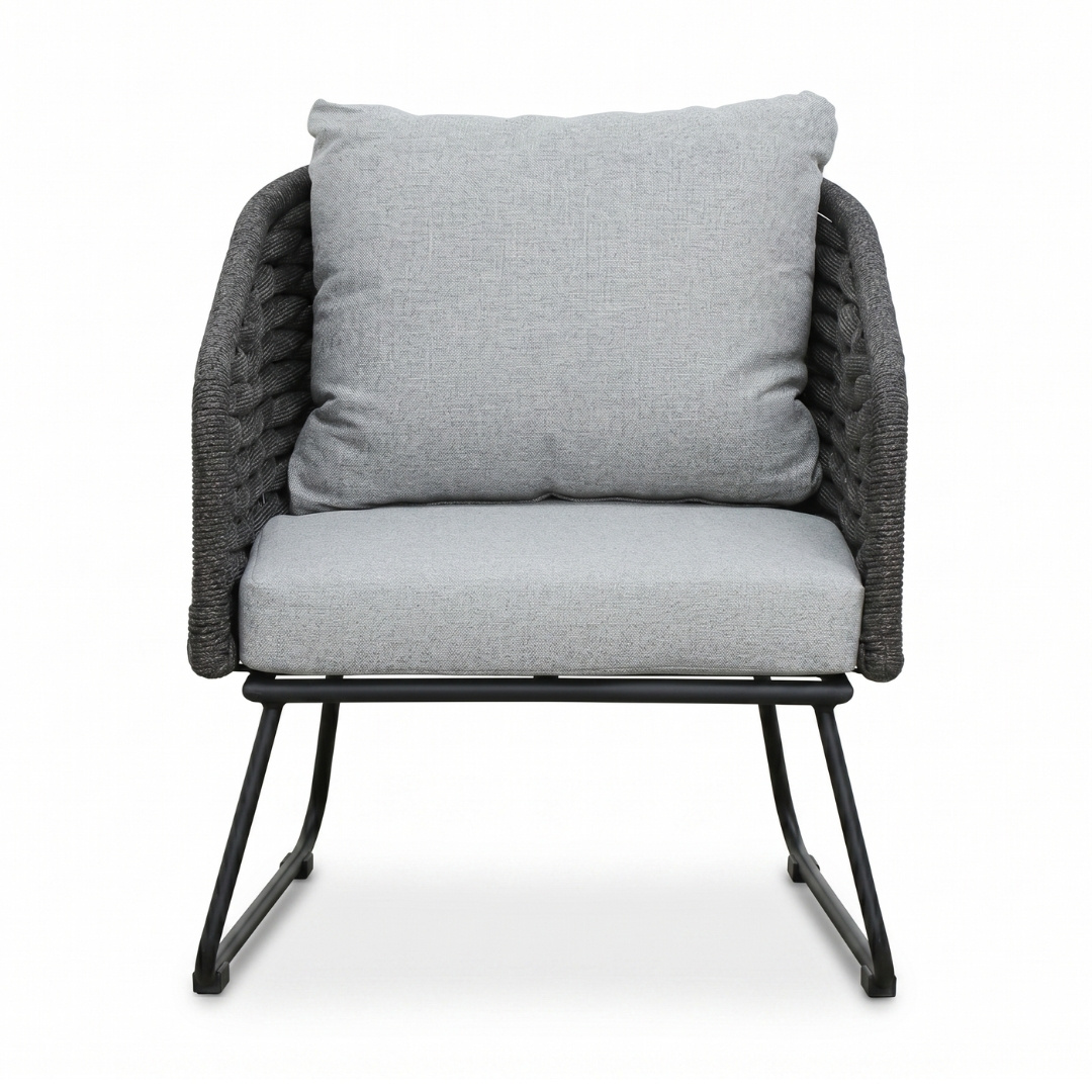 Flora lounge balkonset 2 personen | touw + aluminium | Stone Grey | 4-delig