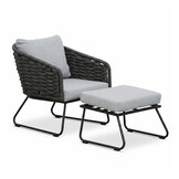 Flora lounge balkonset 2 personen | touw + aluminium | Stone Grey | 4-delig