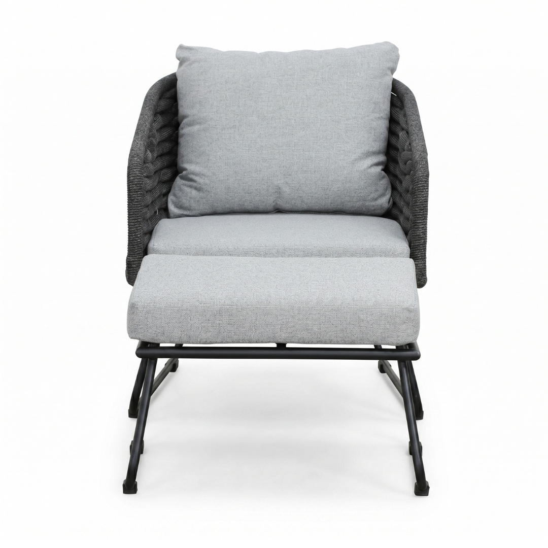 Flora lounge balkonset 2 personen | touw + aluminium | Stone Grey | 4-delig