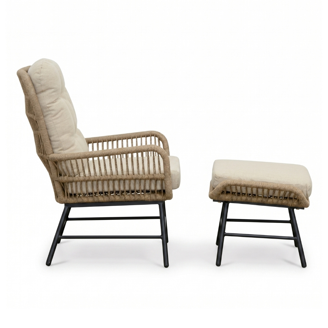 Dex voetenbank | touw + aluminium | Sahara Dust