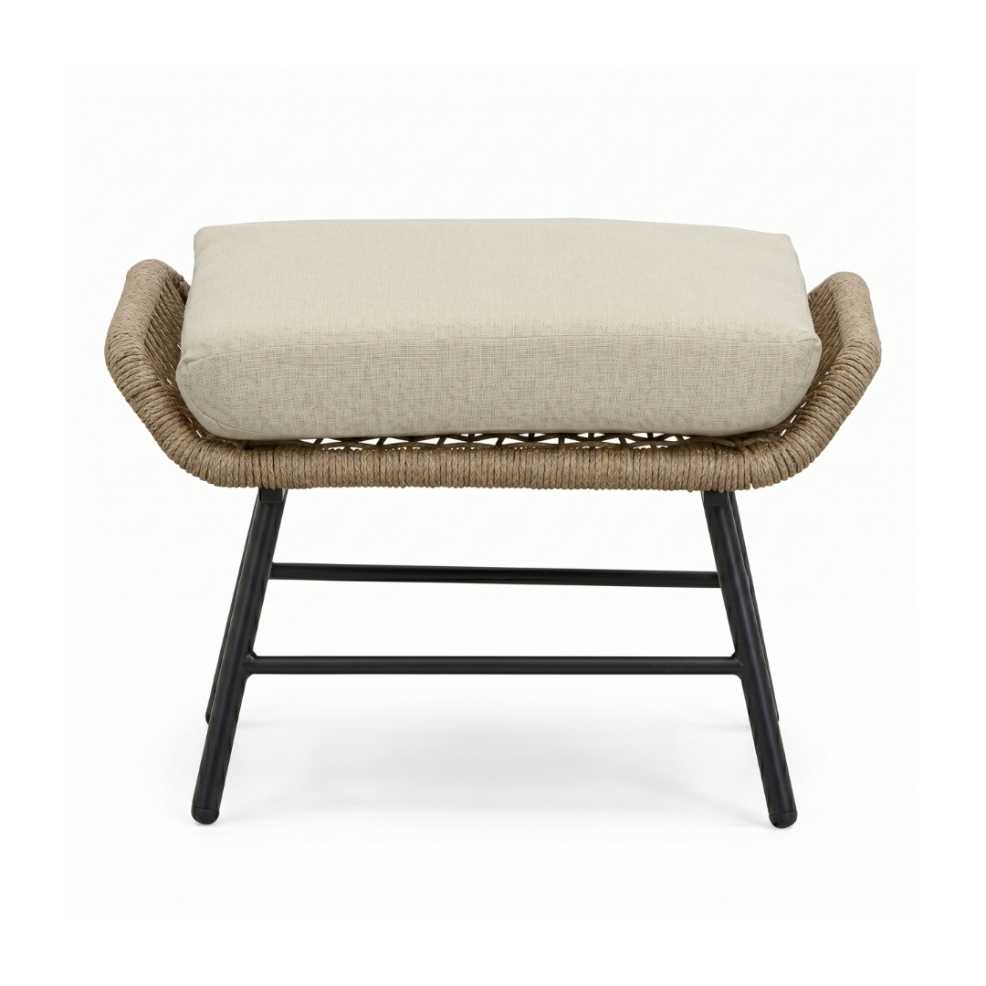 Dex loungestoel tuin met voetenbank | touw + aluminium | Sahara Dust