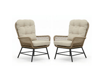 Dex loungestoel tuin set van 2 | touw + aluminium | Sahara Dust