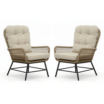 Dex loungestoel tuin set van 2 | touw + aluminium | Sahara Dust