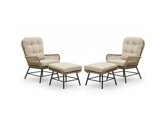 Dex lounge balkonset 2 personen | touw + aluminium | Sahara Dust | 4-delig