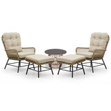 Dex lounge balkonset 2 personen | touw + aluminium | Sahara Dust | 5-delig