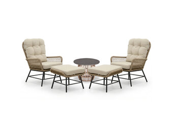 Dex lounge balkonset 2 personen | touw + aluminium | Sahara Dust | 5-delig
