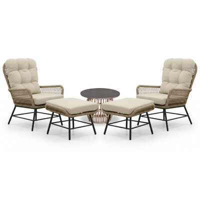 Dex lounge balkonset 2 personen | touw + aluminium | Sahara Dust | 5-delig