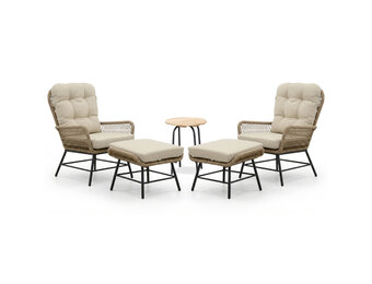 Dex/Pablo lounge balkonset 2 personen | touw + aluminium | Sahara Dust | 5-delig