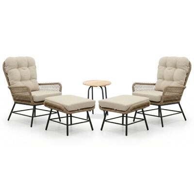 Dex/Pablo lounge balkonset 2 personen | touw + aluminium | Sahara Dust | 5-delig