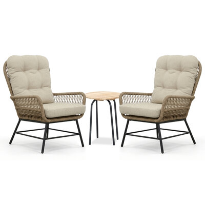 Dex/Pablo lounge balkonset 2 personen | touw + aluminium | Sahara Dust | 3-delig