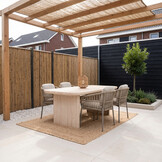 Mees/Rico zand dining tuinset | 4 personen | travertin + aluminium | 200cm