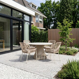 Pasadena/Seville beige dining tuinset | 4 personen | sintered stone + touw | 120cm rond